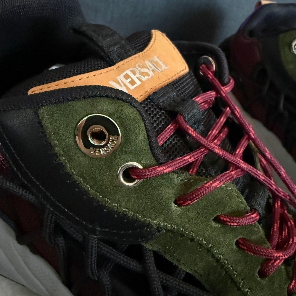 Versace Trigreca Sneakers‎ Mens Green Burgundy Purple 1016711 EU 45 US 12 - Picture 11 of 16